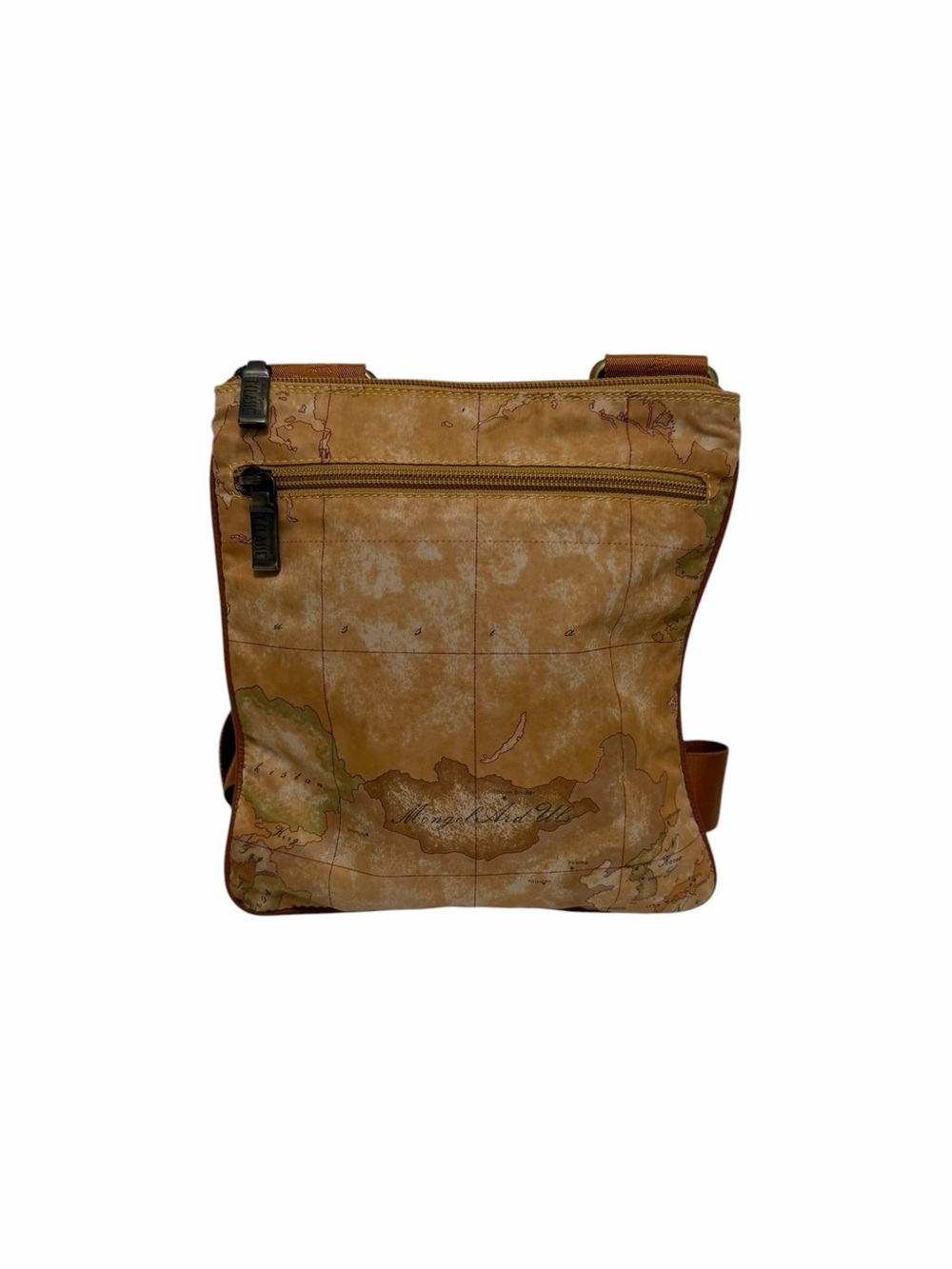 Alviero Martini Pattern Map Tan/Multi Crossbody Handbag